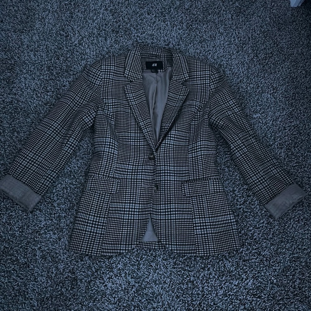 Plaid button down blazer